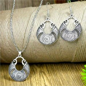 Silver Bohemian Necklace and Earrings